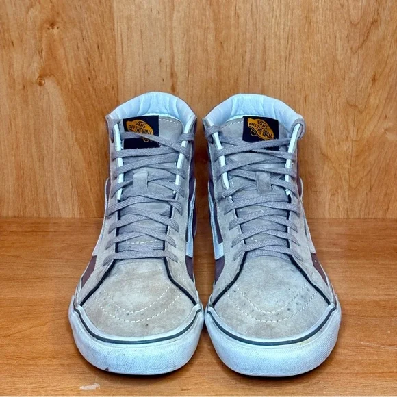Vans Sk8-HI Old Skool Men 7 Women 8.5 Gray Tan Suede Canvas Skate Shoes Unisex - Picture 6 of 9